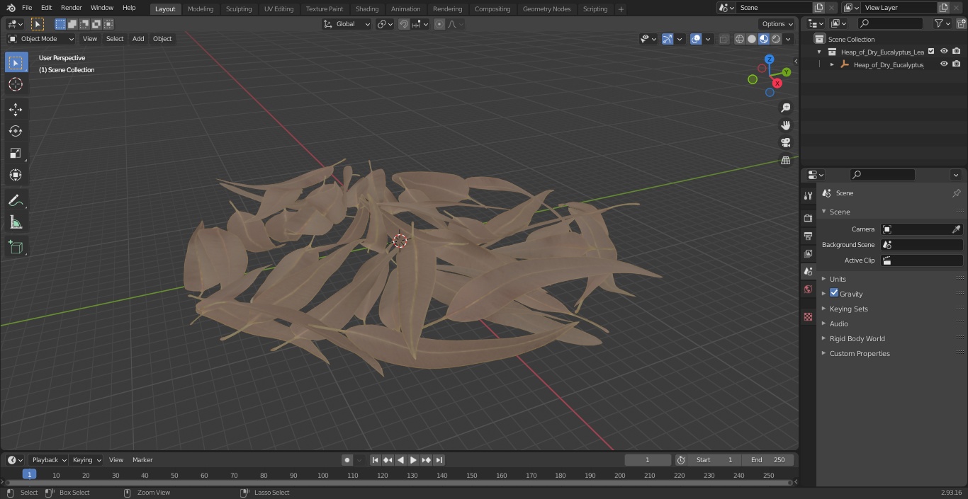 Heap of Dry Eucalyptus Leaves 3D model