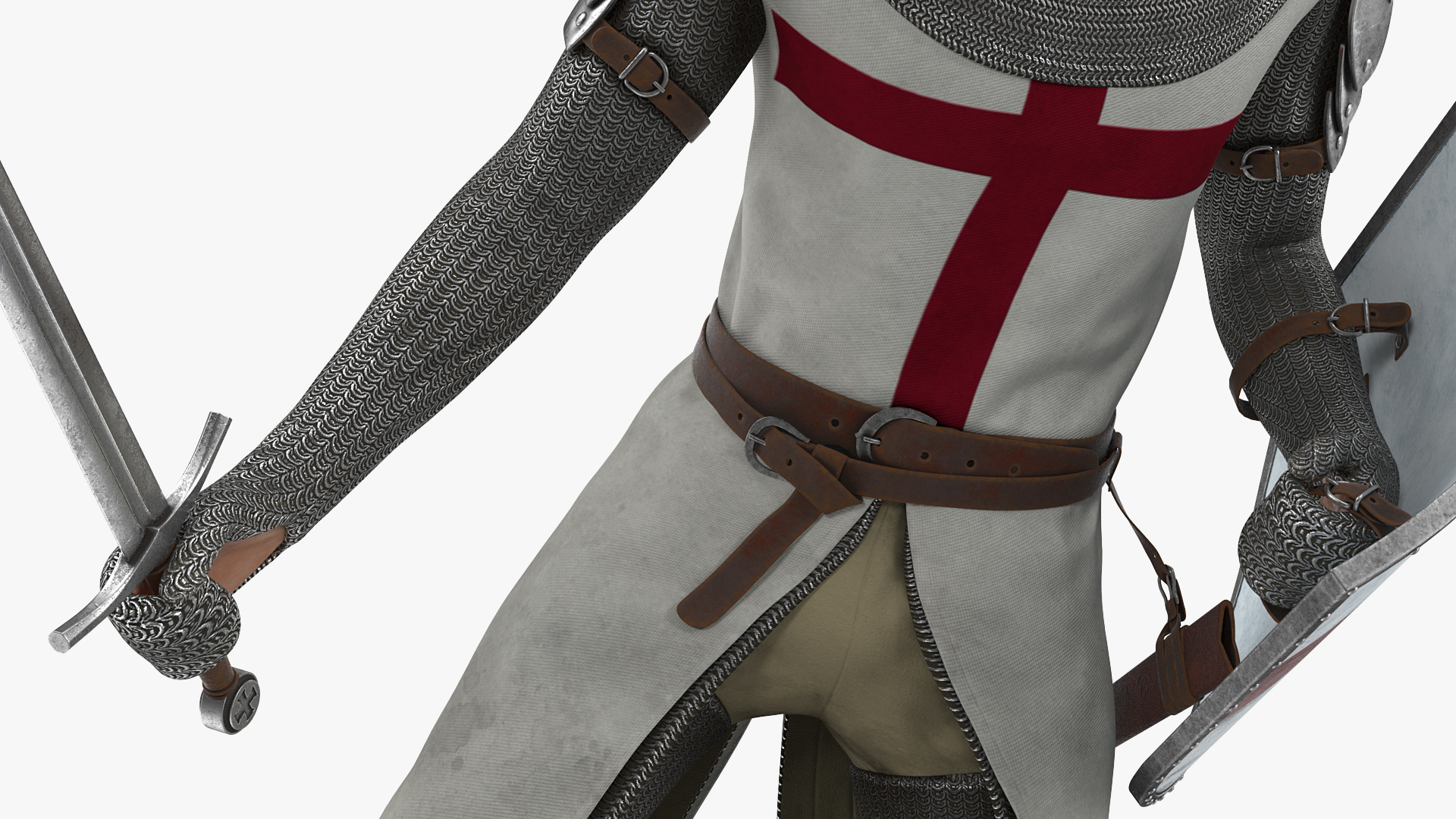 3D model Crusader Knight Templar Attack Pose