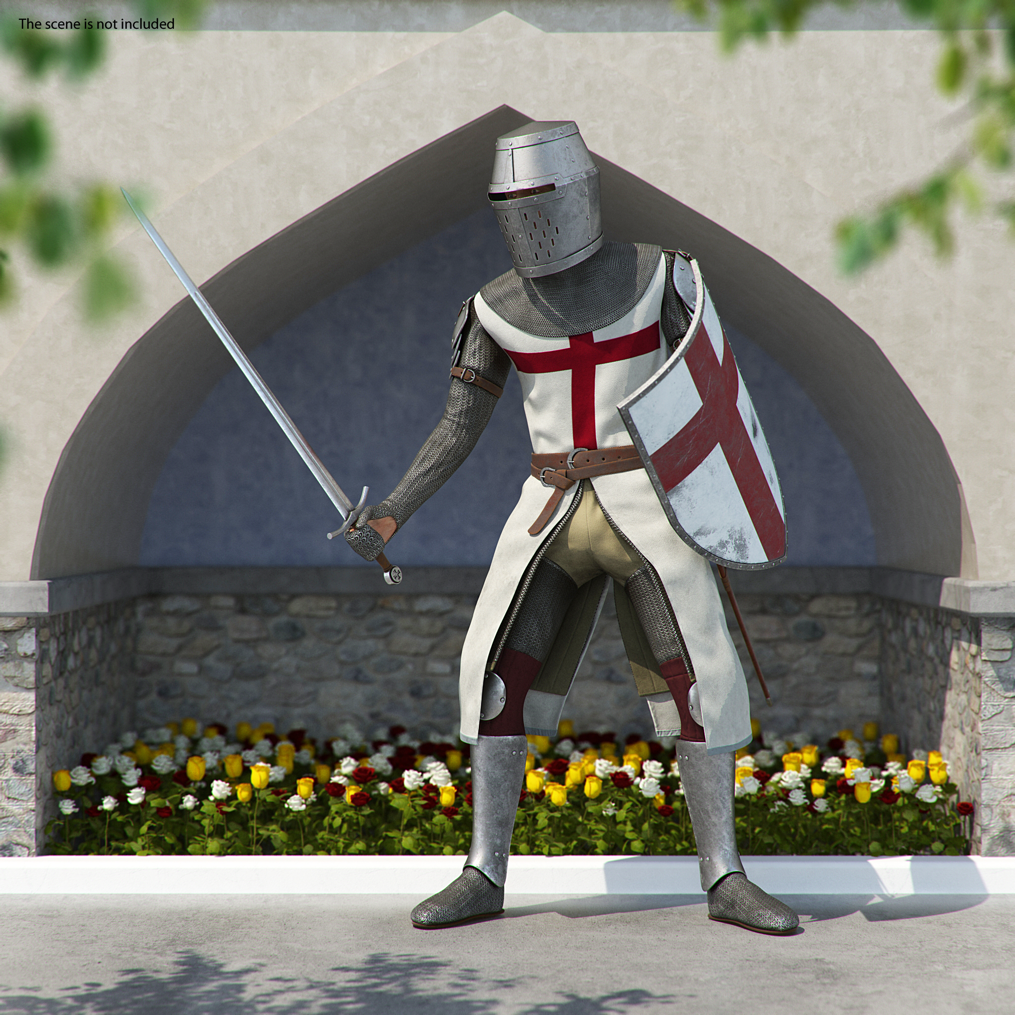 3D model Crusader Knight Templar Attack Pose