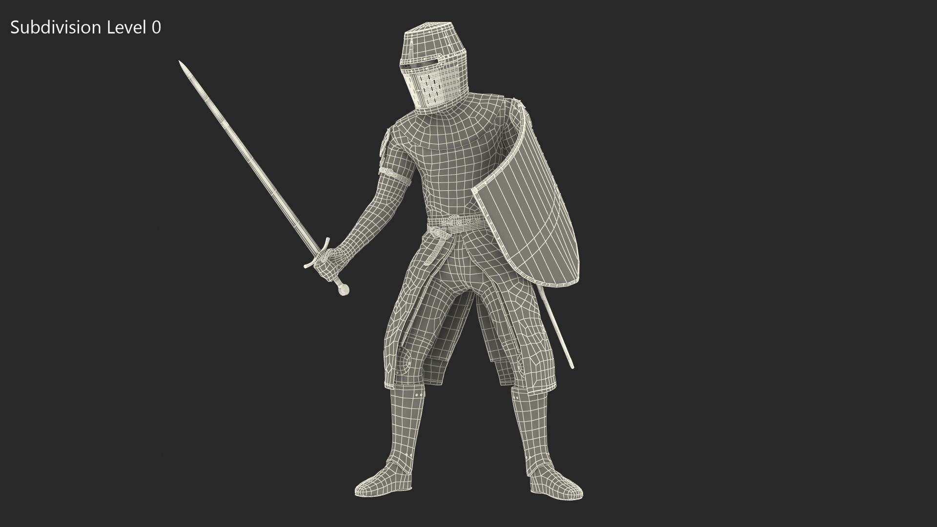 3D model Crusader Knight Templar Attack Pose