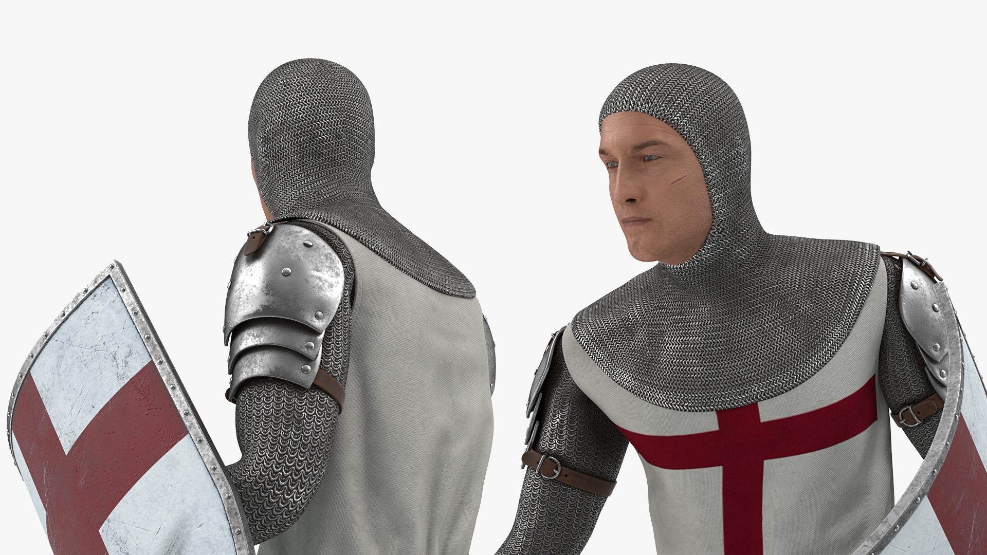 3D model Crusader Knight Templar Attack Pose