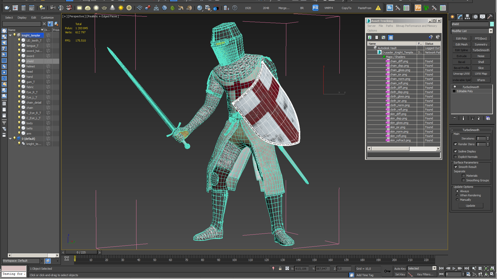 3D model Crusader Knight Templar Attack Pose