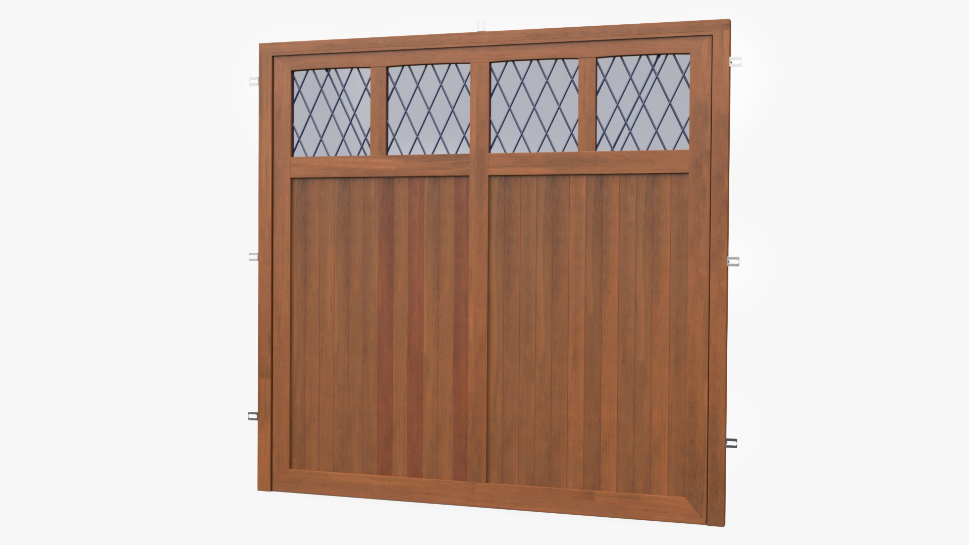 Wooden Swing Garage Door with Windows 3D