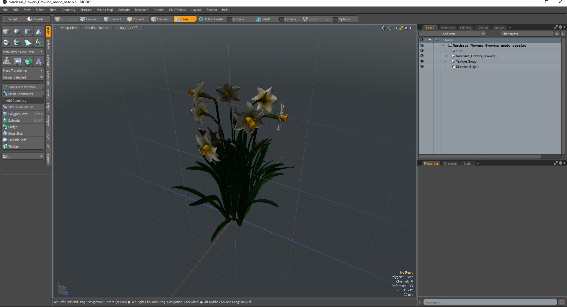 3D model Narcissus Flowers Growing