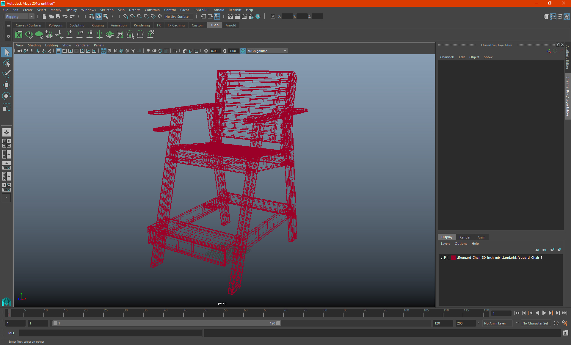 3D Lifeguard Chair 30 inch model