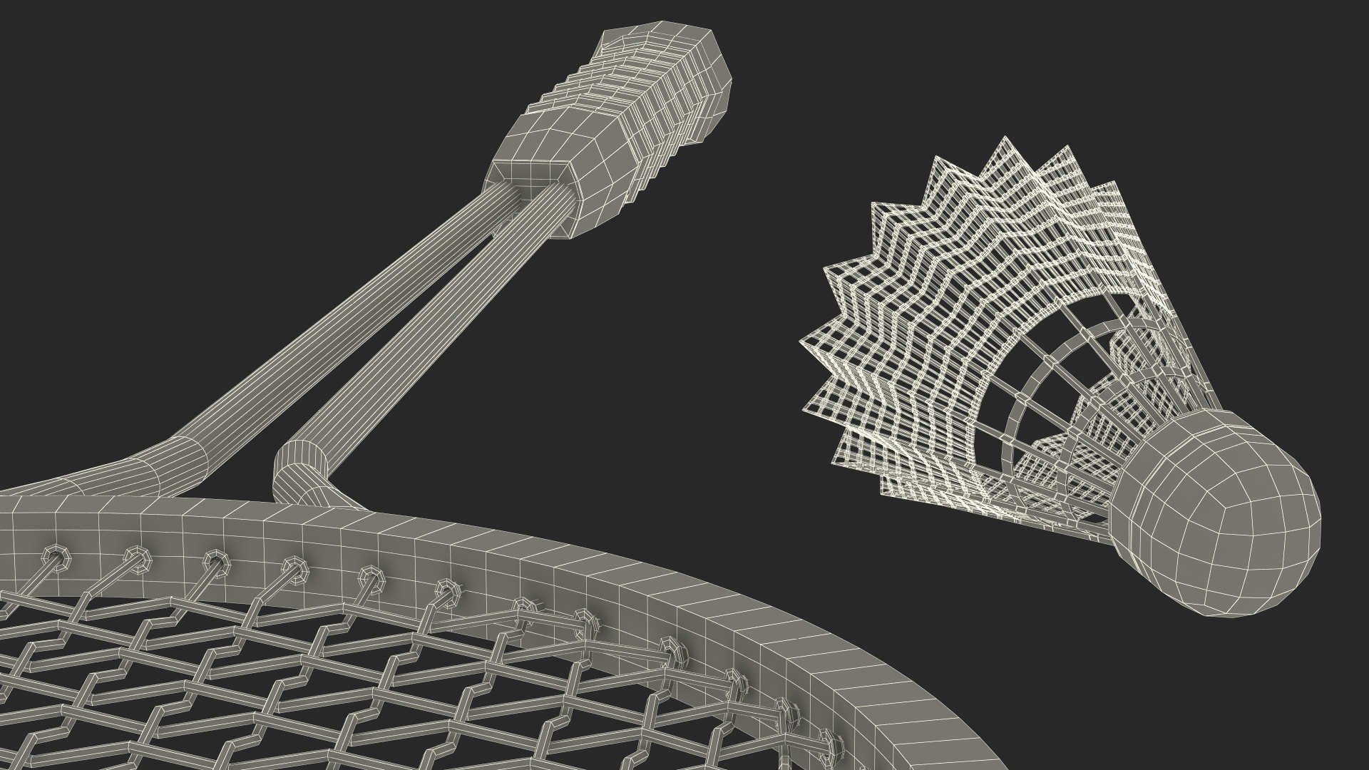 3D Badminton Rackets and Shuttlecock model