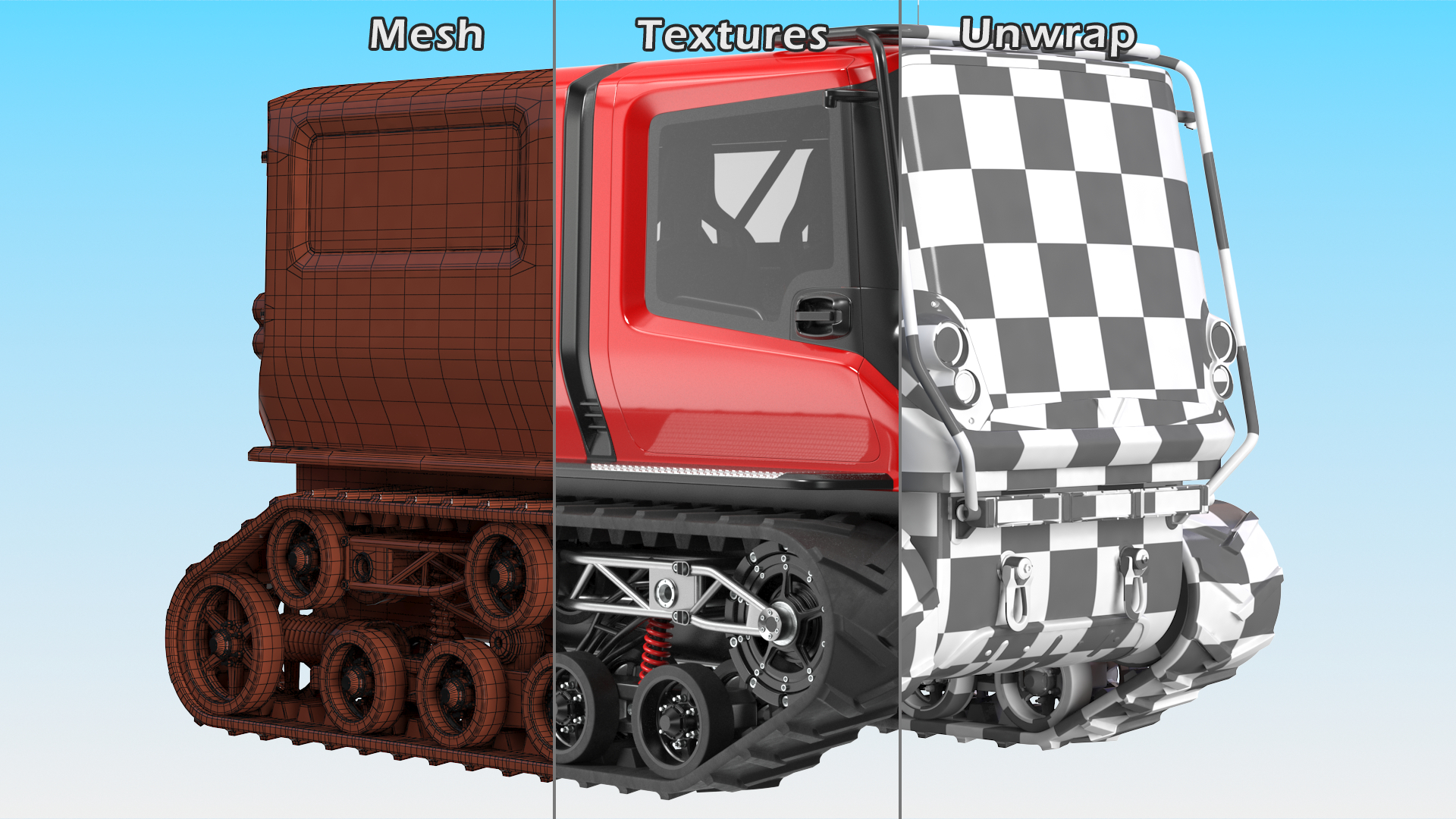 3D model Antarctica Exploration Vehicle Red Rigged for Maya