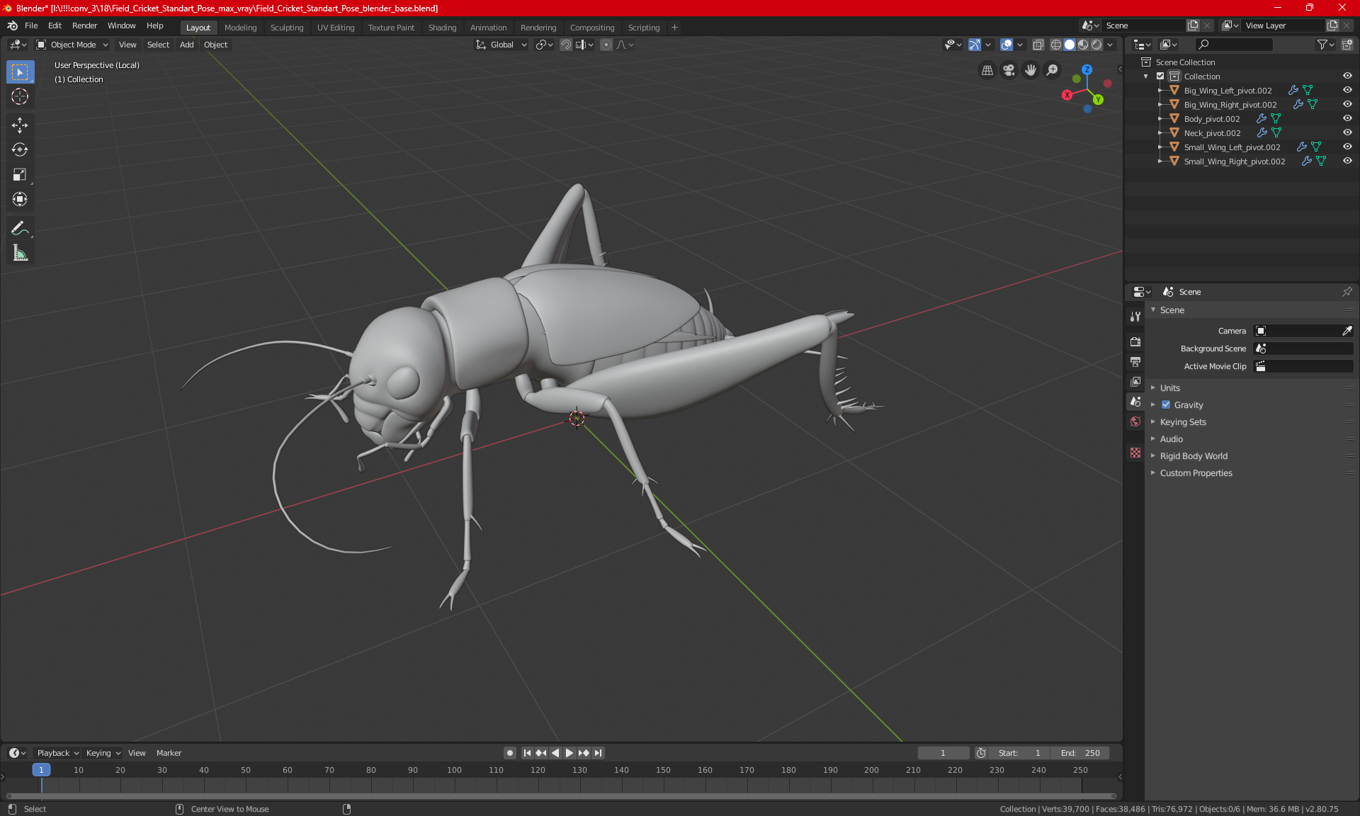 Field Cricket Standart Pose 3D