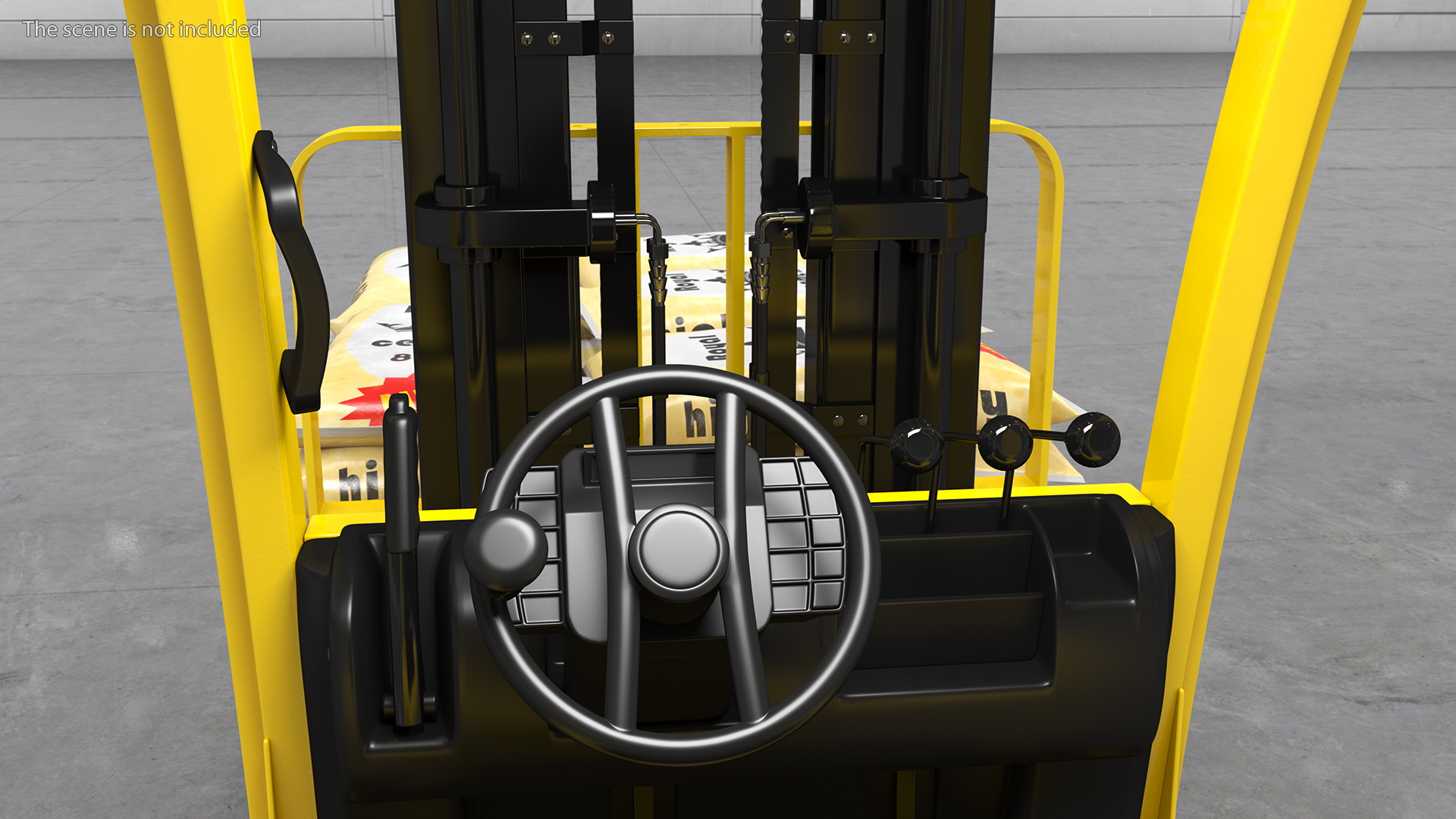 Forklift Toyota with Pallet of Cement Bags Rigged 3D model