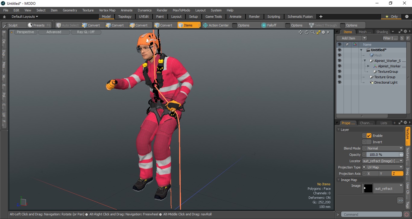 3D model Alpinist Worker Suspended Pose