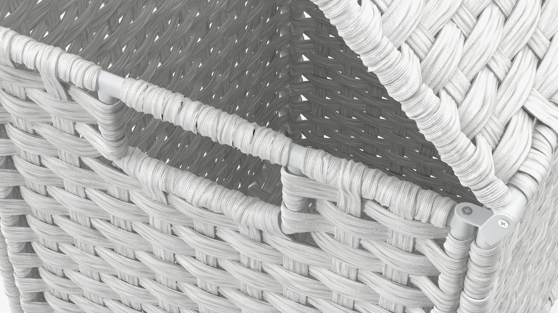 Wicker Laundry Basket White 3D