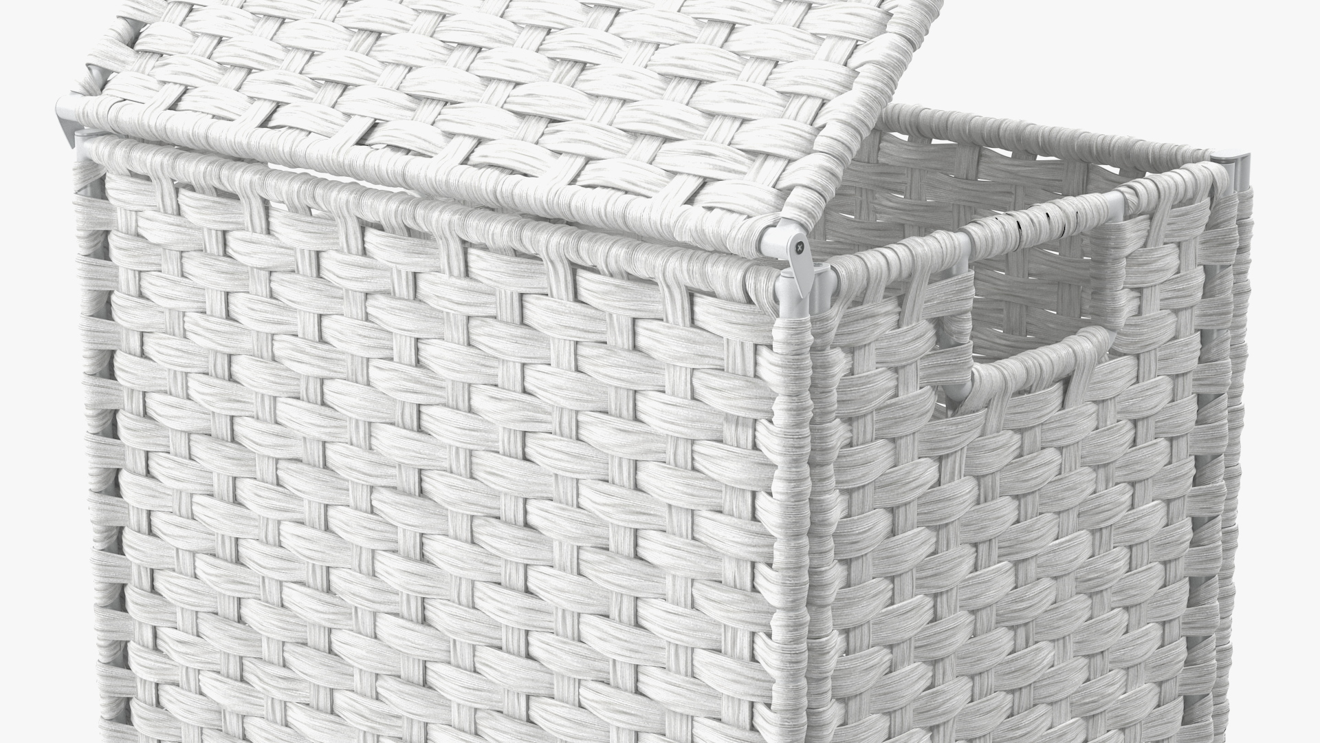 Wicker Laundry Basket White 3D