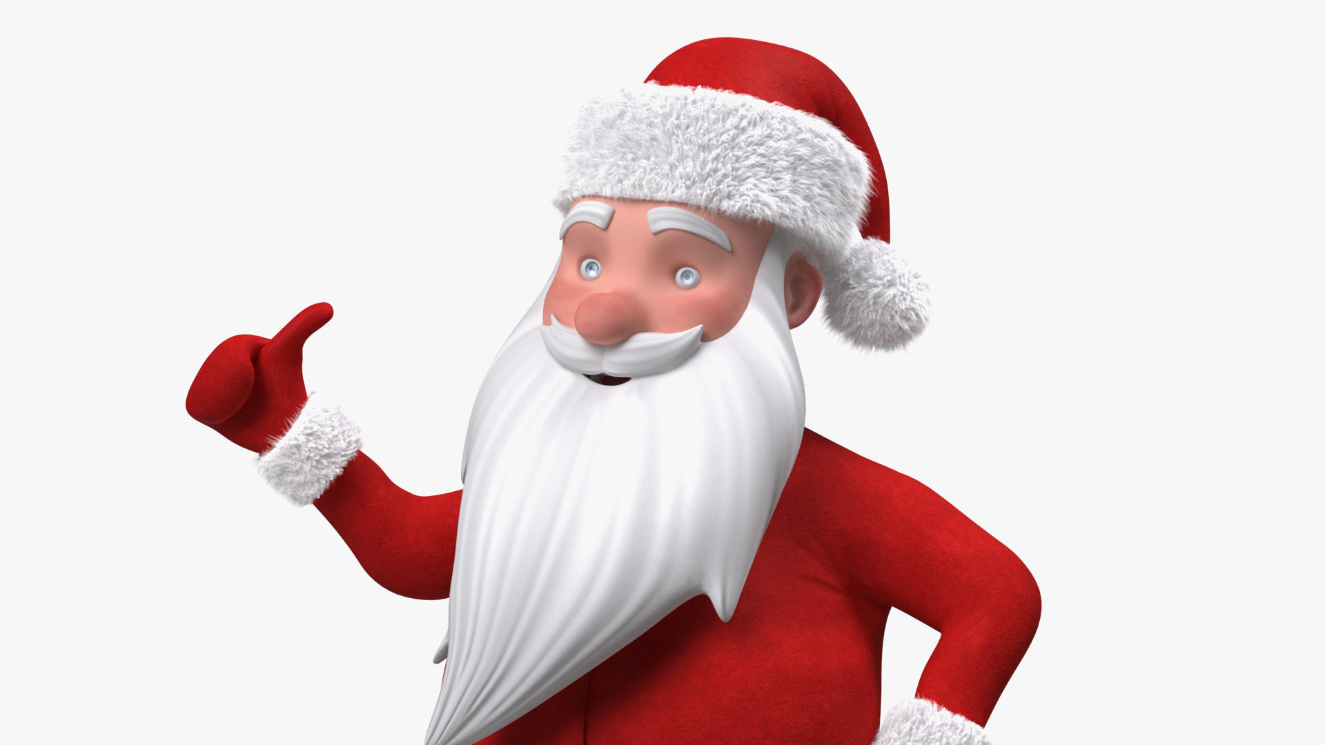 3D Cartoon Character Santa Claus Standing with Gifts Fur model