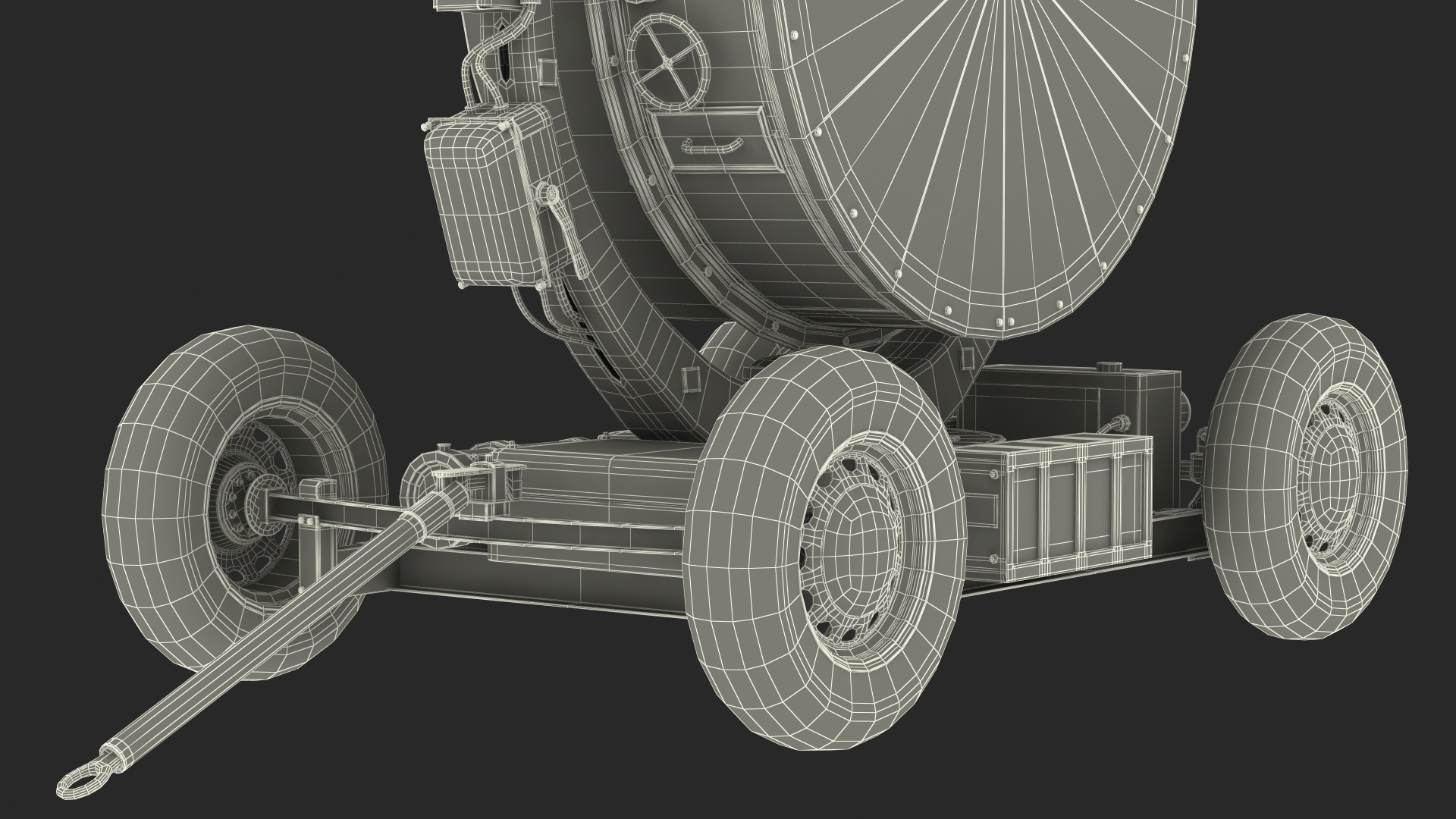 Wheeled Military Searchlight Old Rigged 3D model