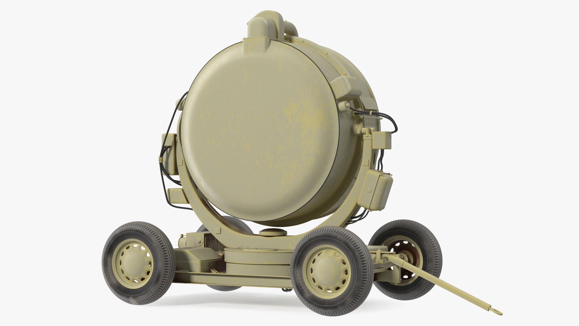 Wheeled Military Searchlight Old Rigged 3D model