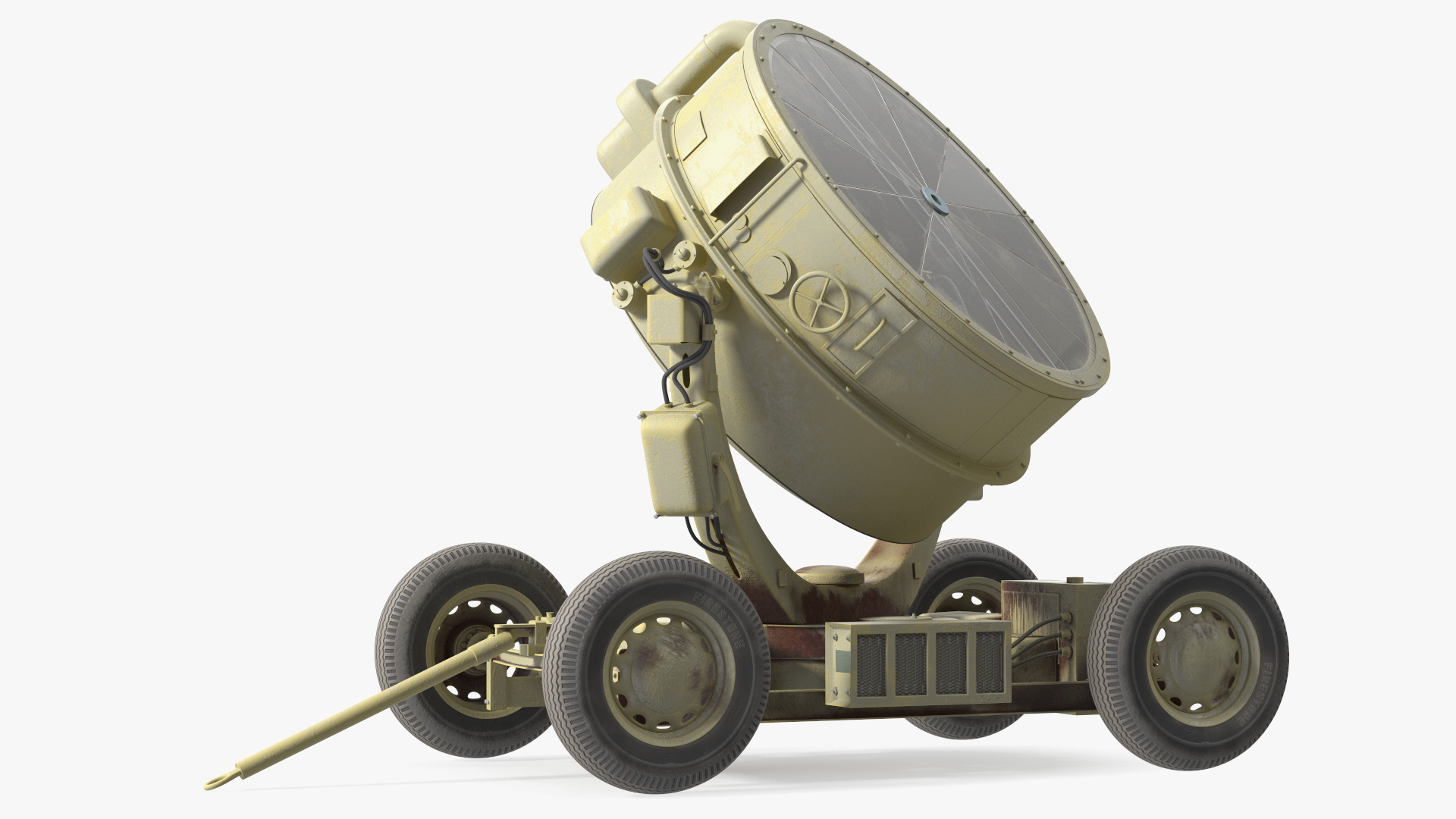 Wheeled Military Searchlight Old Rigged 3D model