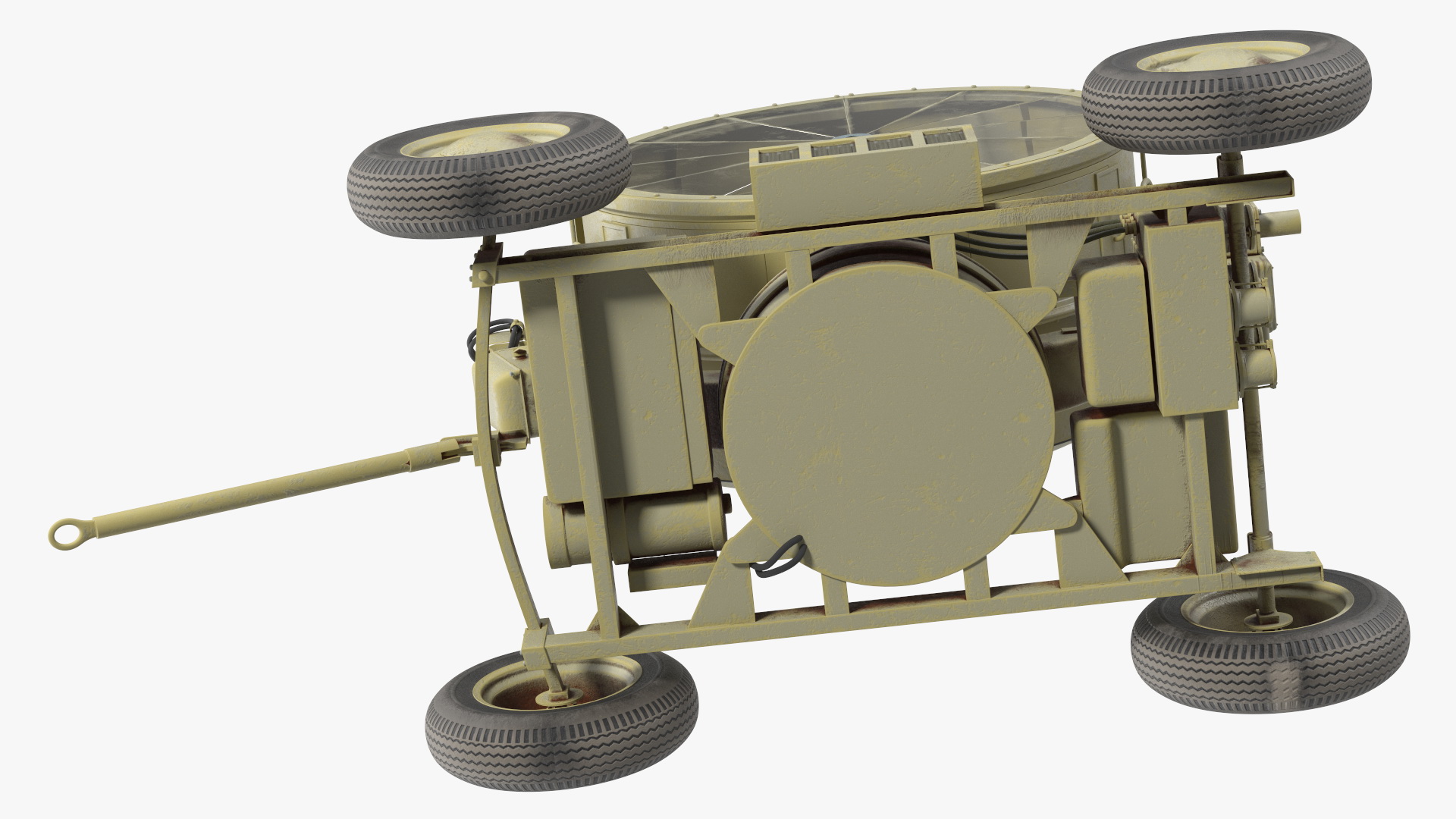 Wheeled Military Searchlight Old Rigged 3D model