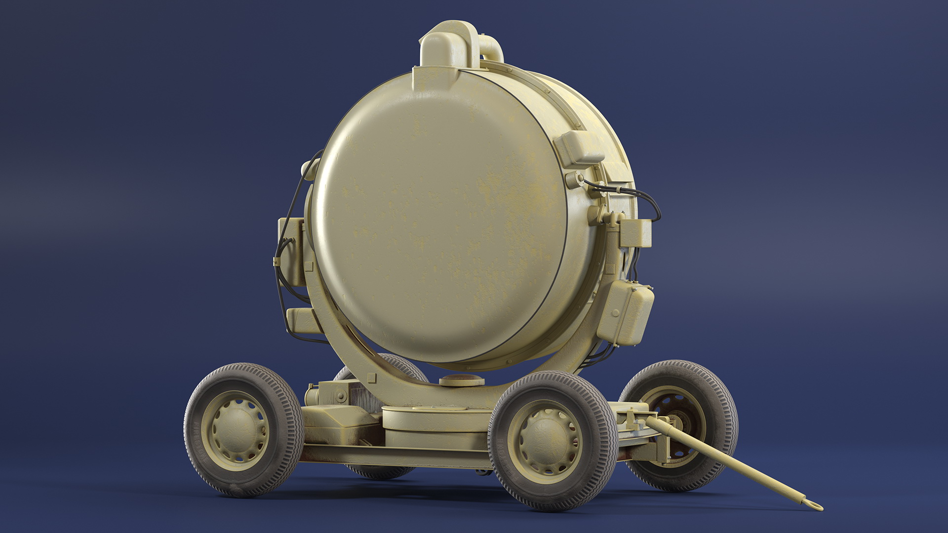 Wheeled Military Searchlight Old Rigged 3D model