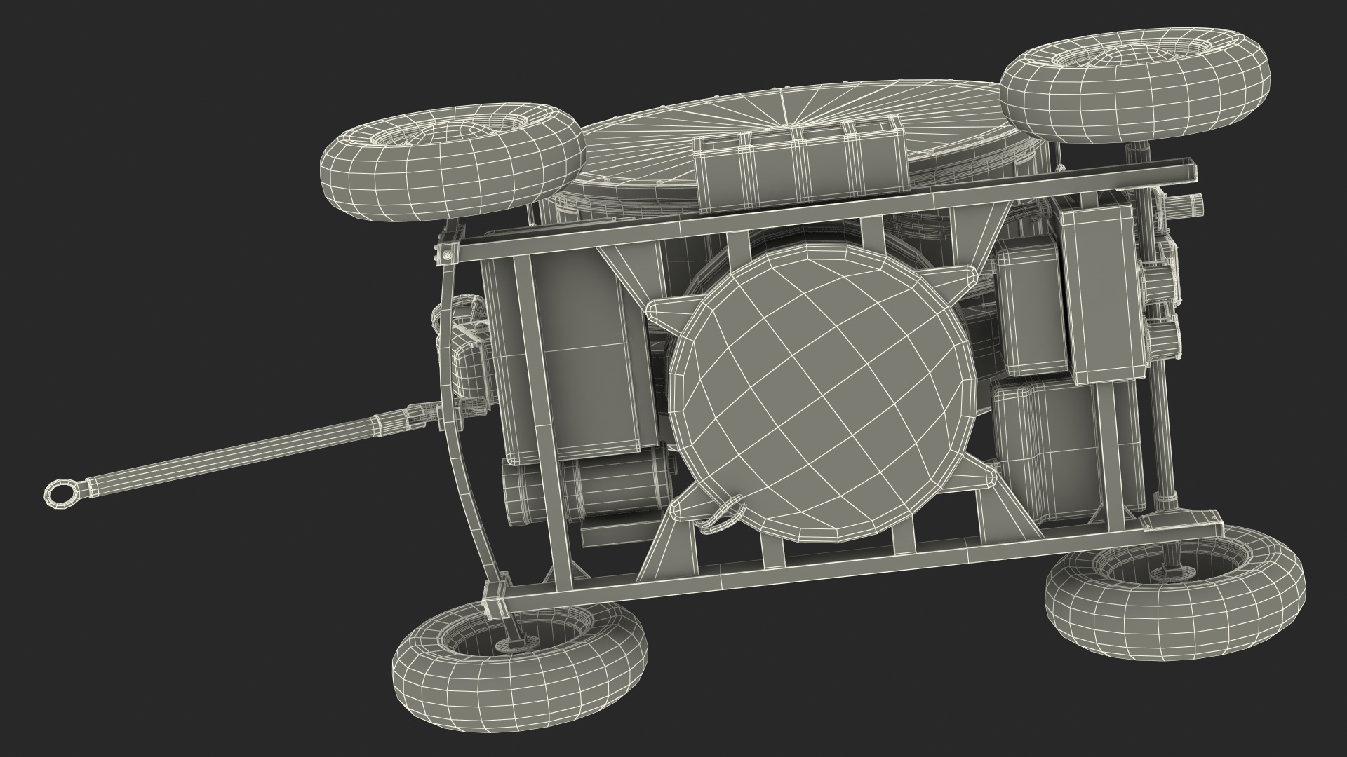 Wheeled Military Searchlight Old Rigged 3D model