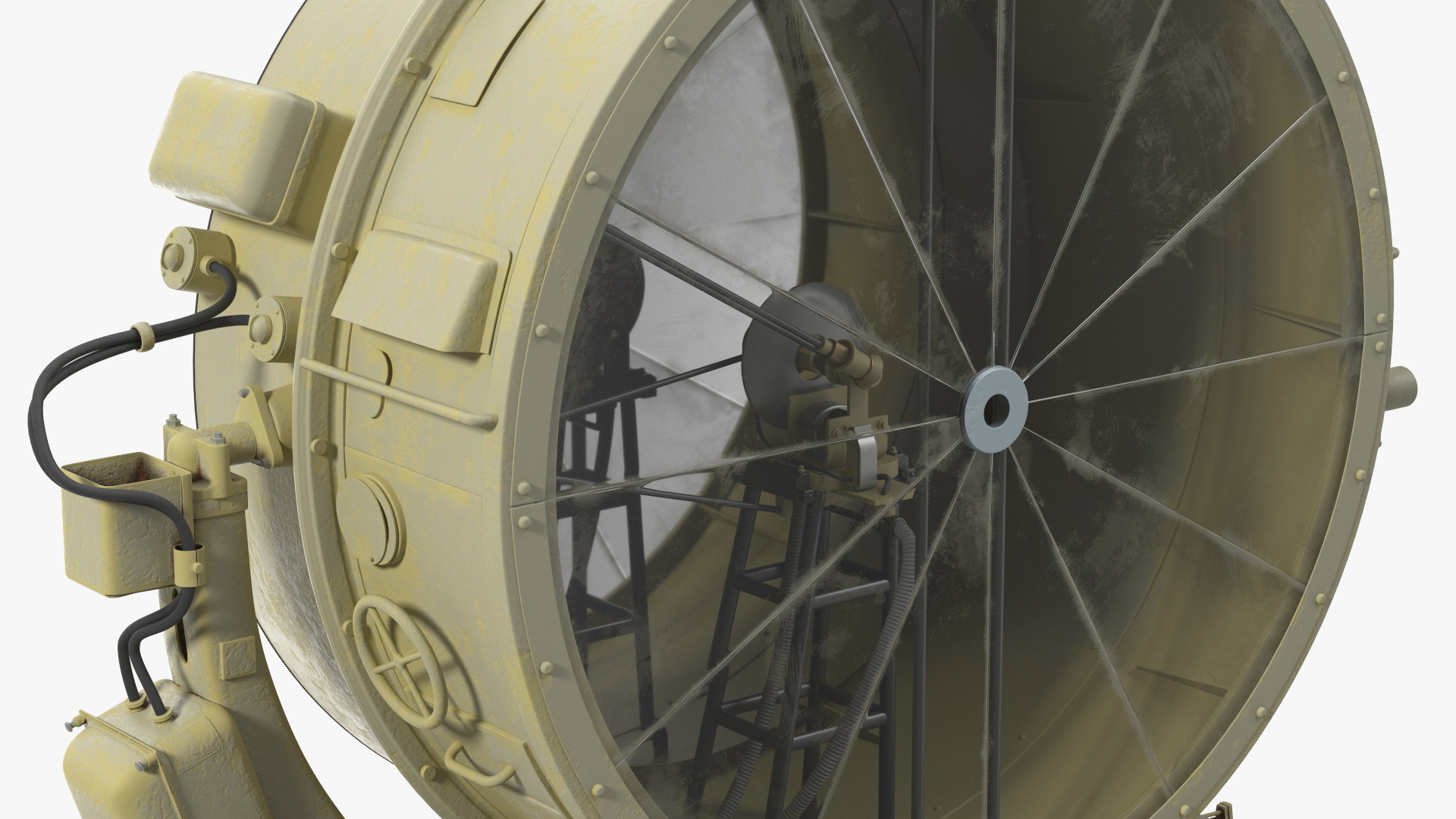 Wheeled Military Searchlight Old Rigged 3D model