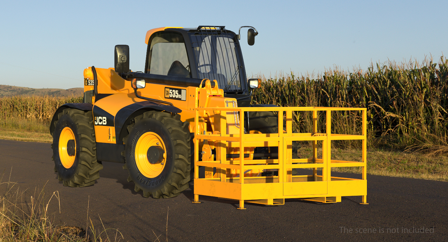 JCB 535 Telehandler Forklift Access Platform Dirty Rigged 3D