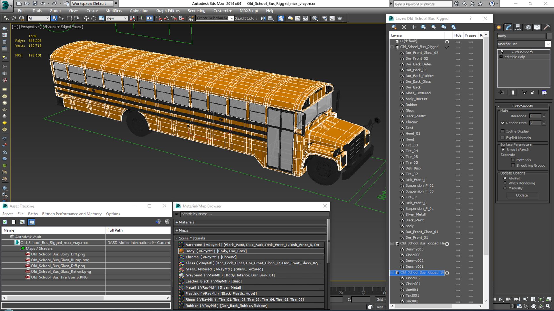 3D Old School Bus Rigged