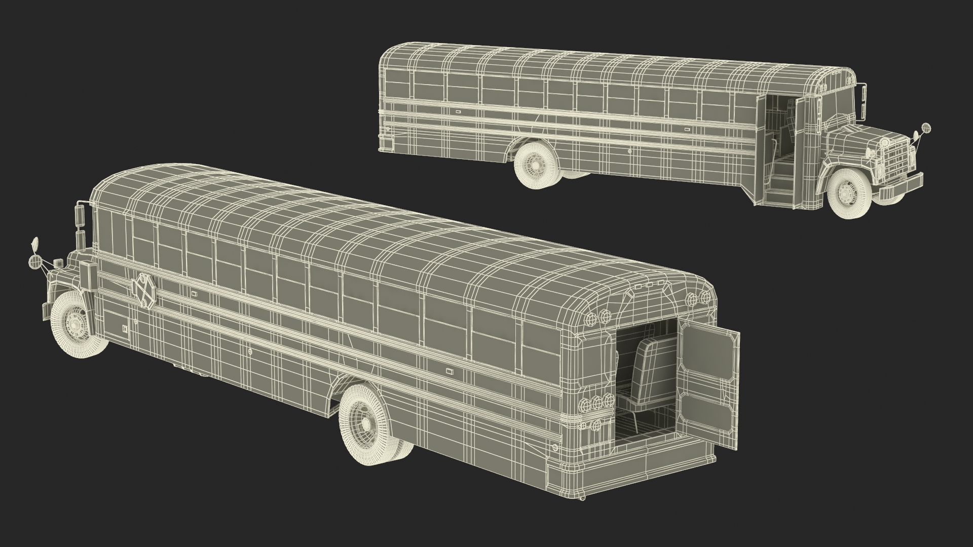 3D Old School Bus Rigged