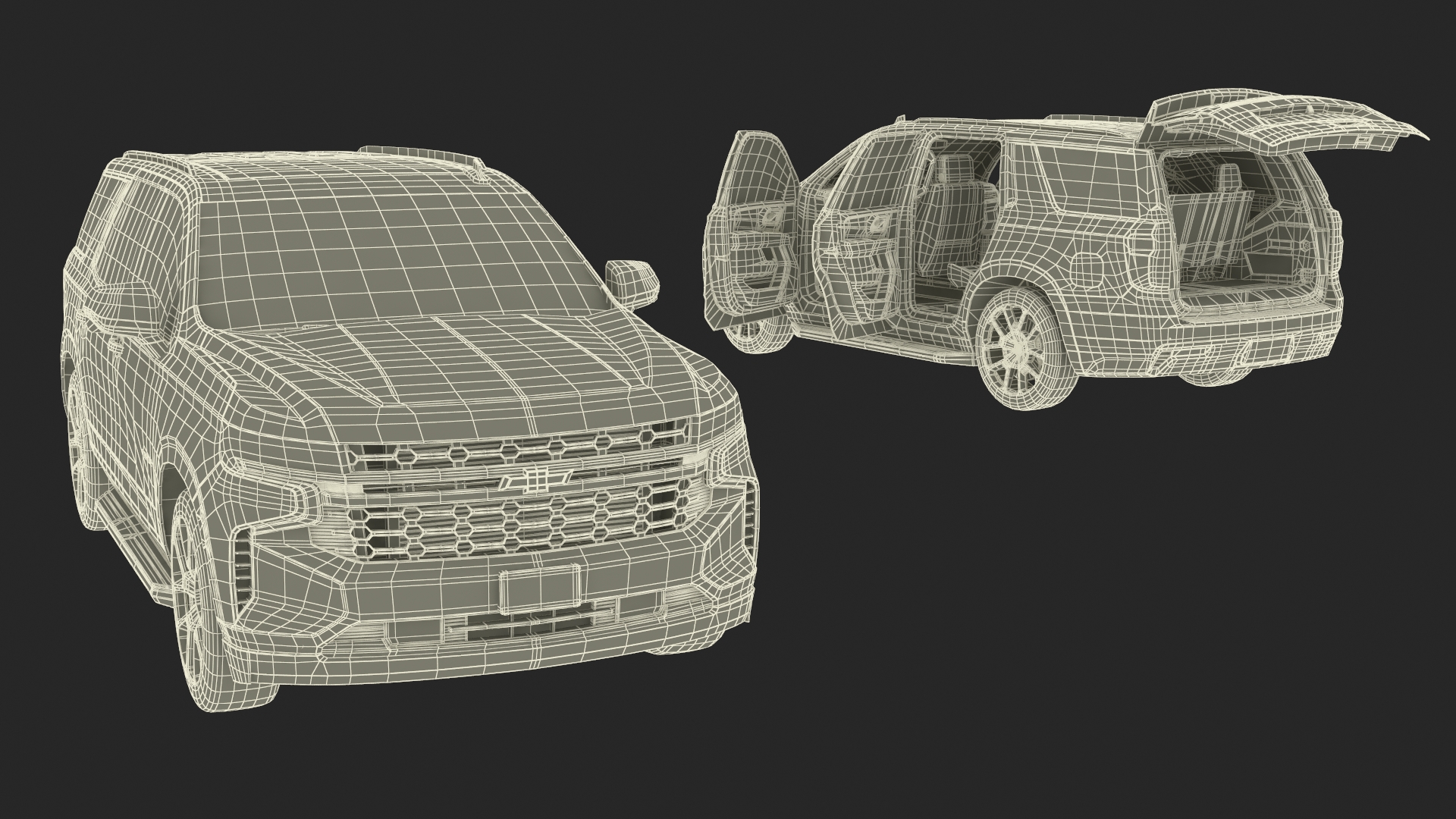 Red SUV Chevrolet Tahoe 2024 Simplified 3D model