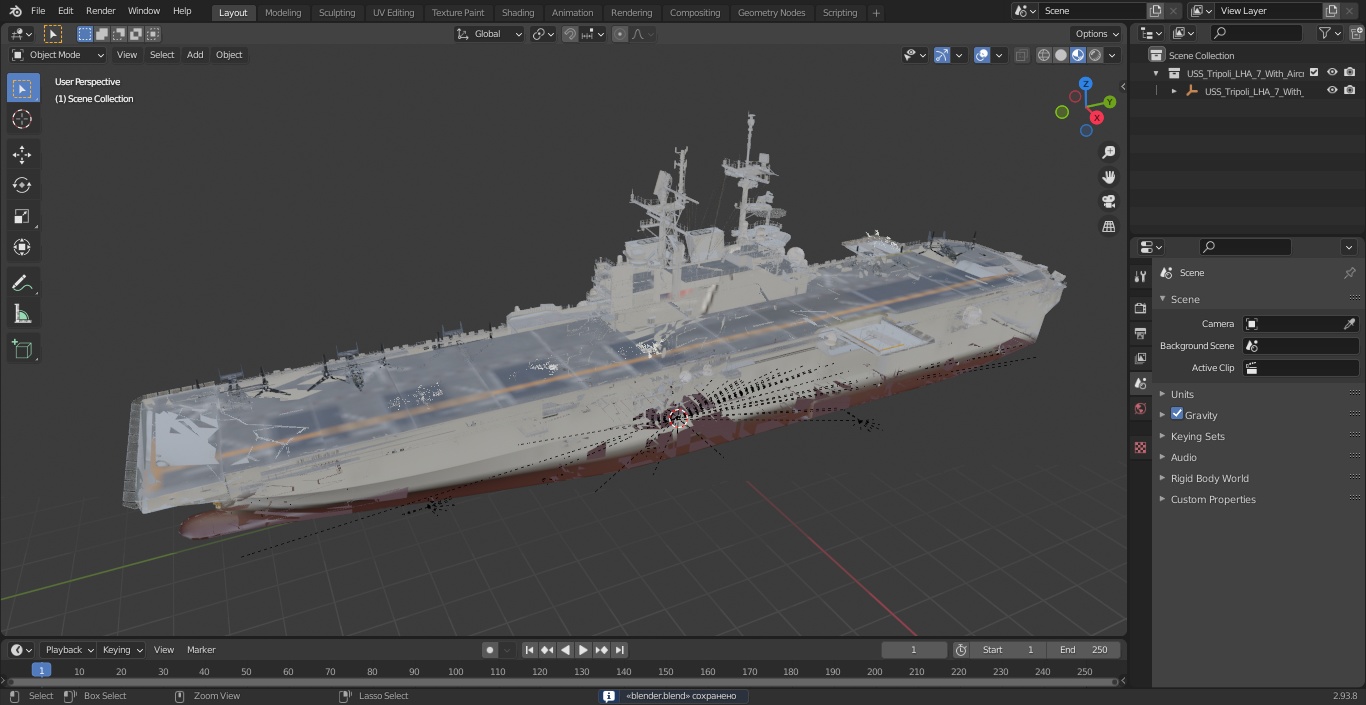 USS Tripoli LHA 7 with Aircrafts 3D