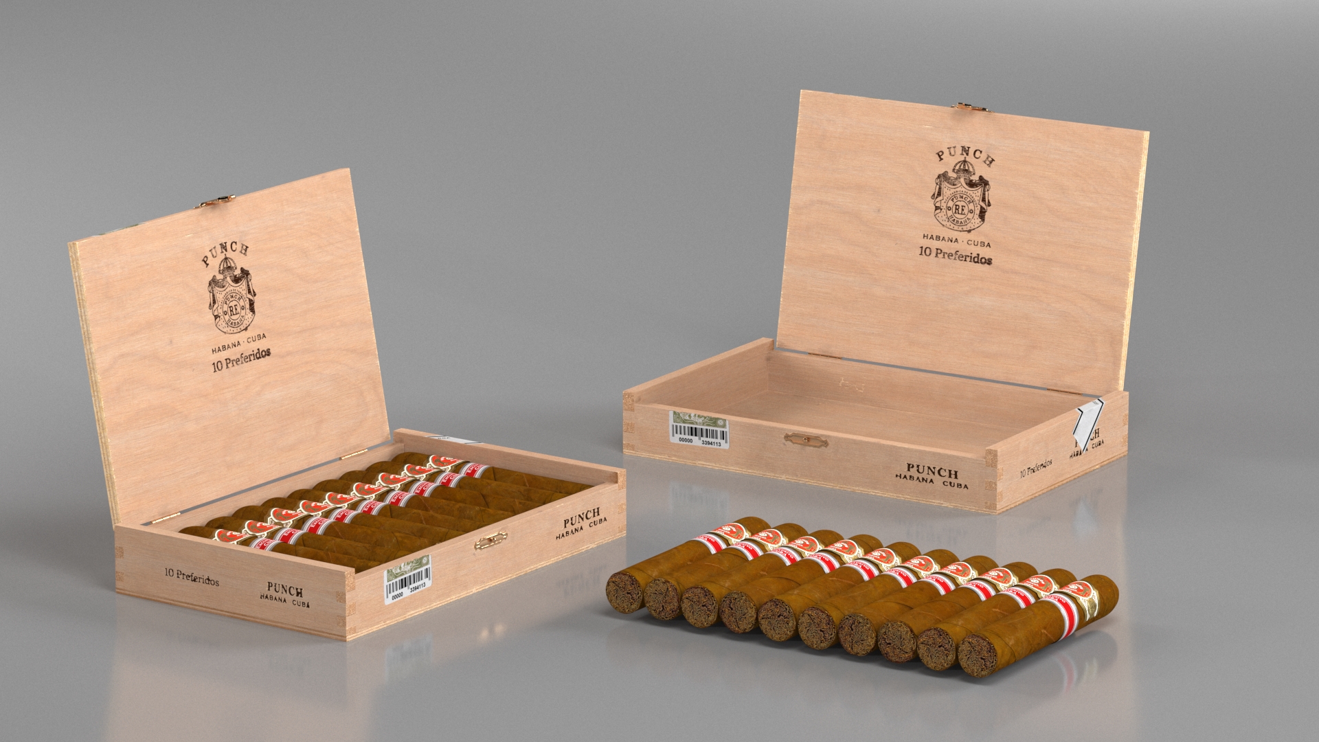 3D Cuban Cigars Box Punch Short Open model