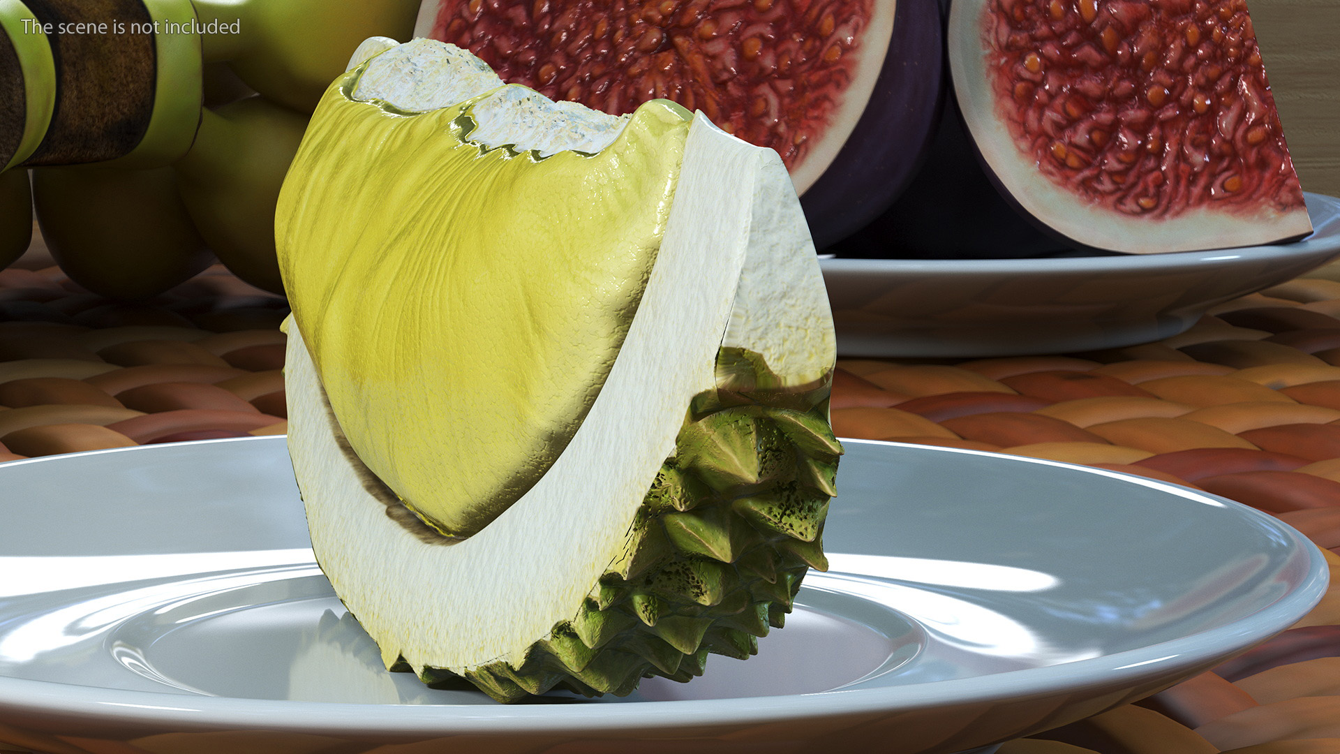 3D model Fresh Riped Durian Fruit Slice