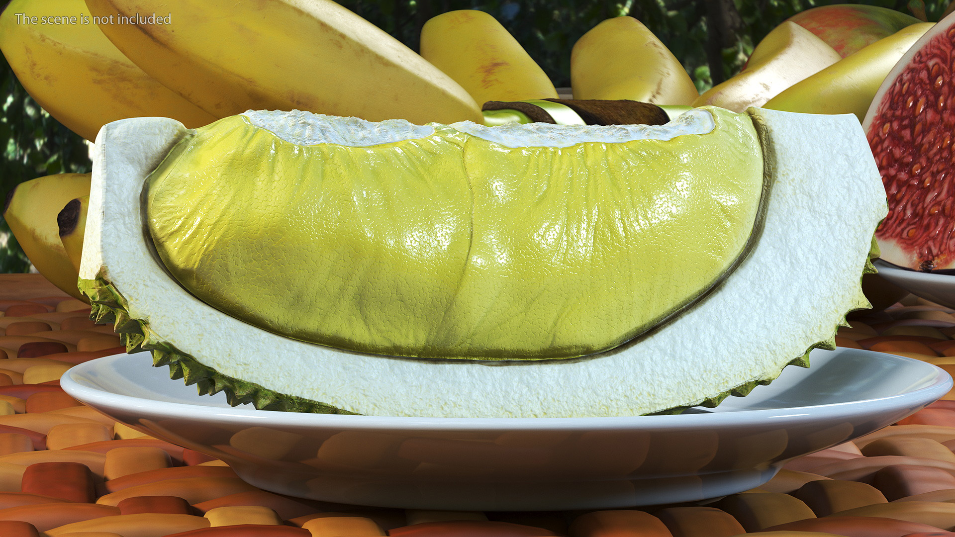 3D model Fresh Riped Durian Fruit Slice