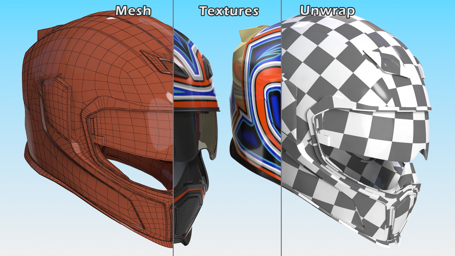 3D Colorful Motorcycle Helmet