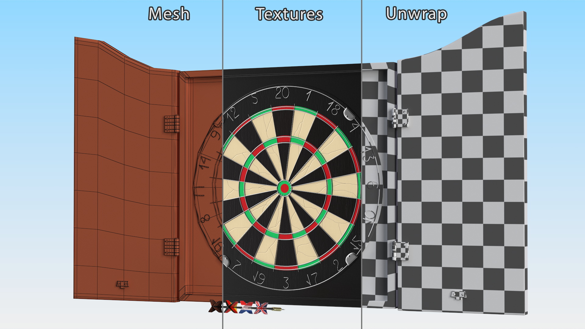 3D Classic Dartboard with Cabinet and Scoreboards