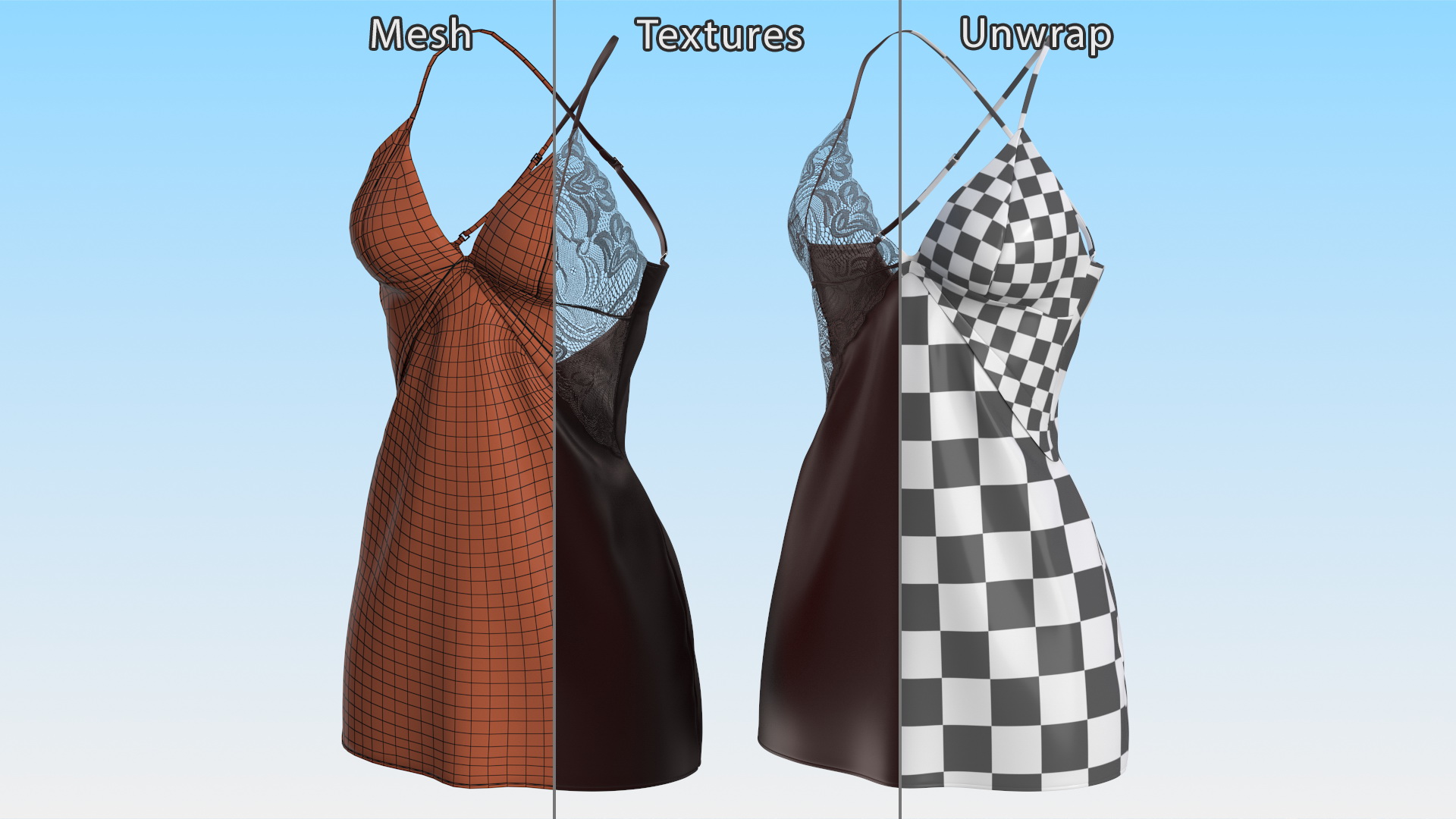 3D model Women Lingerie Nightwear Black