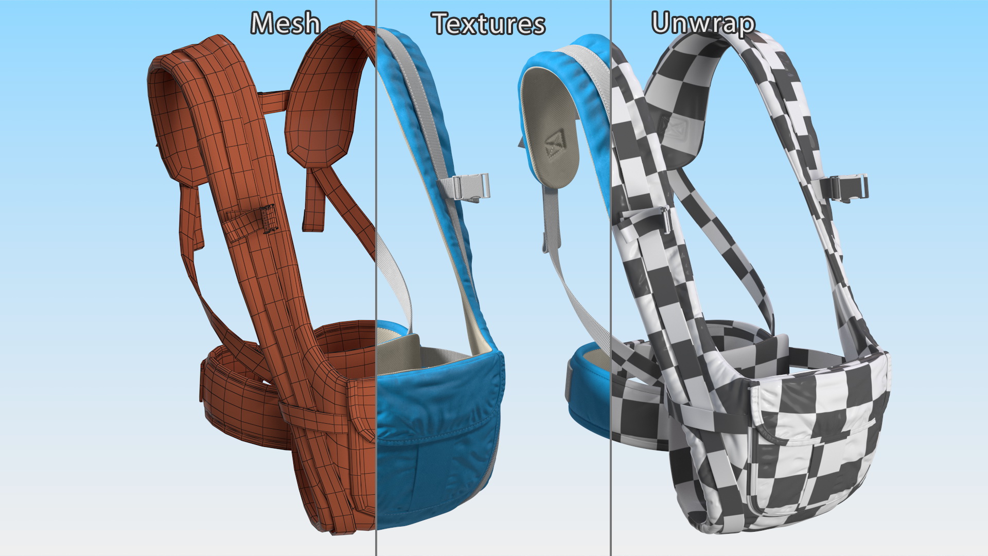 3D Convertible Baby Carrier Blue Sitting Position