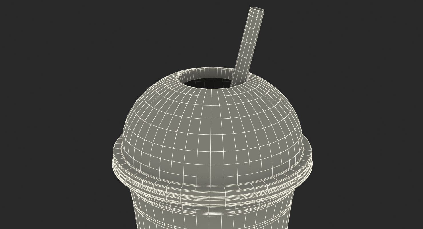 3D model Strawberry Cocktail in Plastic Cup with Straw