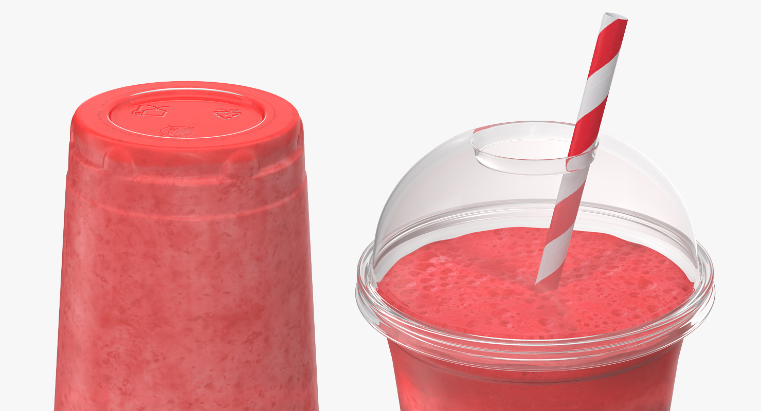 3D model Strawberry Cocktail in Plastic Cup with Straw