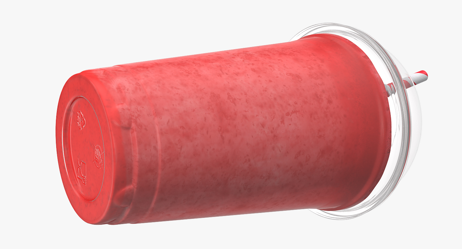 3D model Strawberry Cocktail in Plastic Cup with Straw