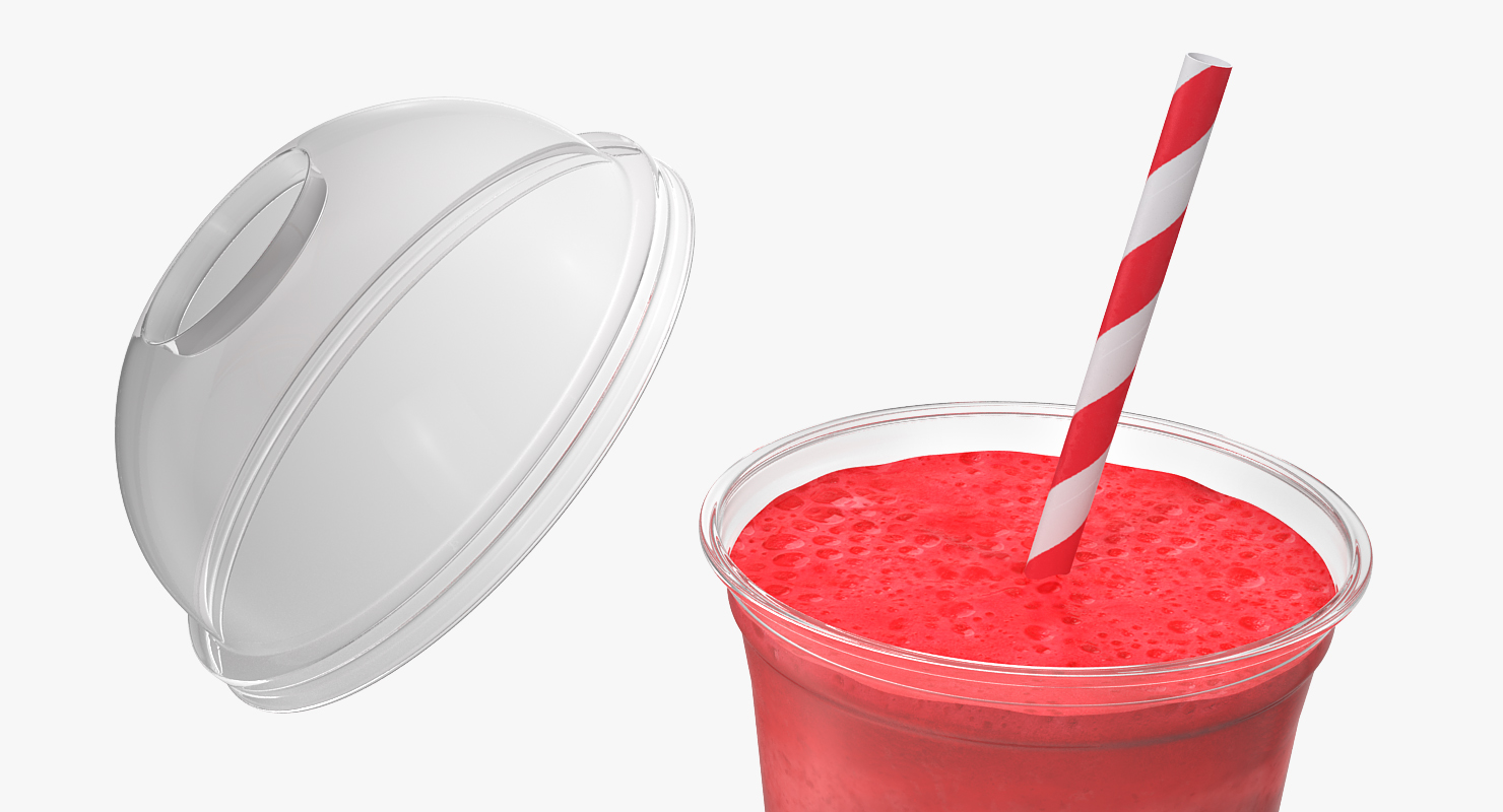 3D model Strawberry Cocktail in Plastic Cup with Straw