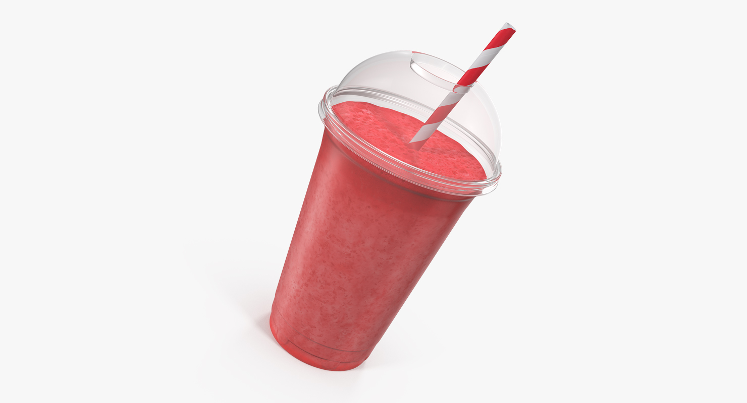 3D model Strawberry Cocktail in Plastic Cup with Straw