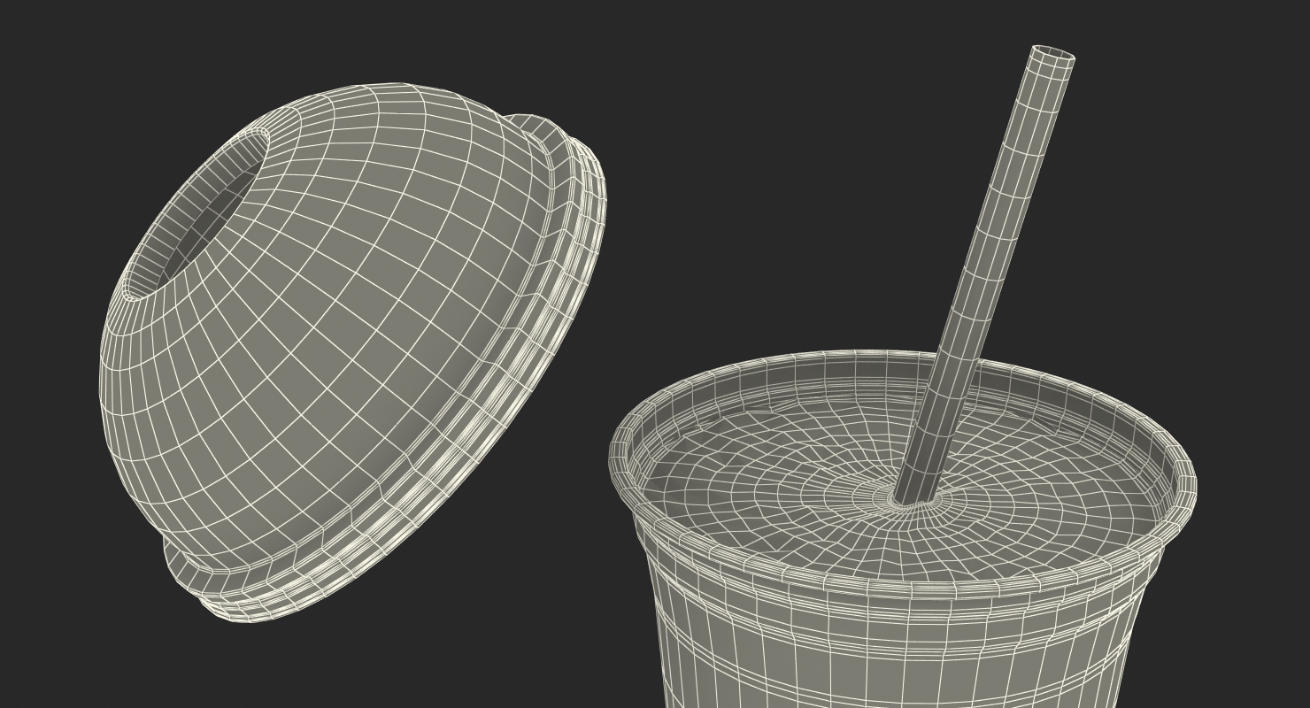 3D model Strawberry Cocktail in Plastic Cup with Straw