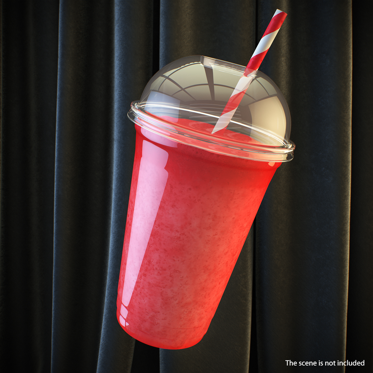 3D model Strawberry Cocktail in Plastic Cup with Straw