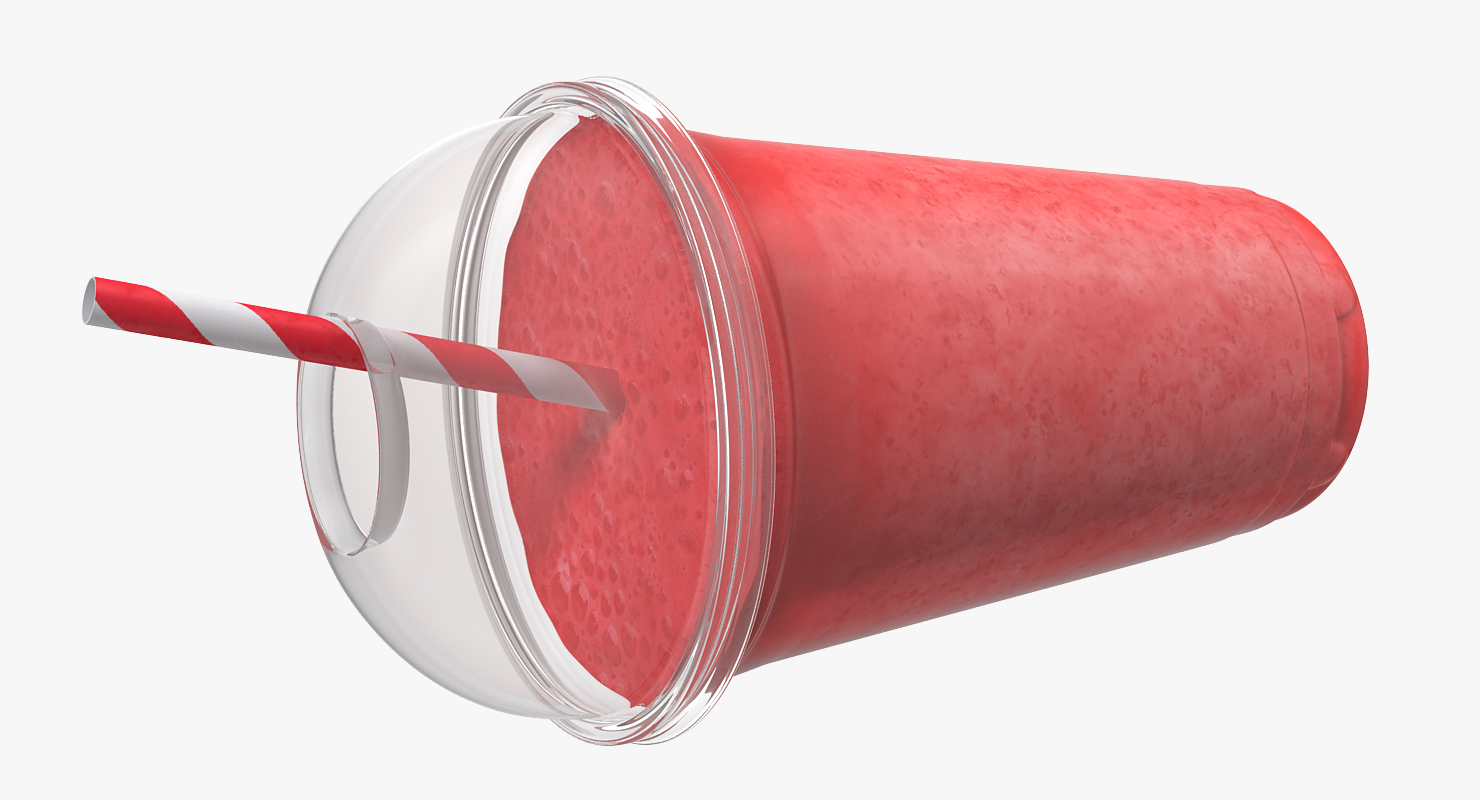 3D model Strawberry Cocktail in Plastic Cup with Straw