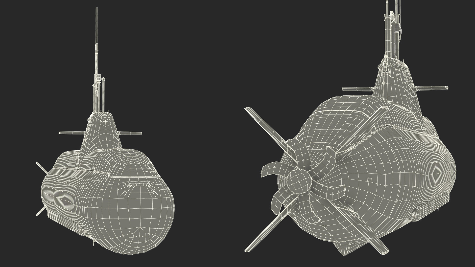 3D model Submarine HDW Class 212A Dry Rigged