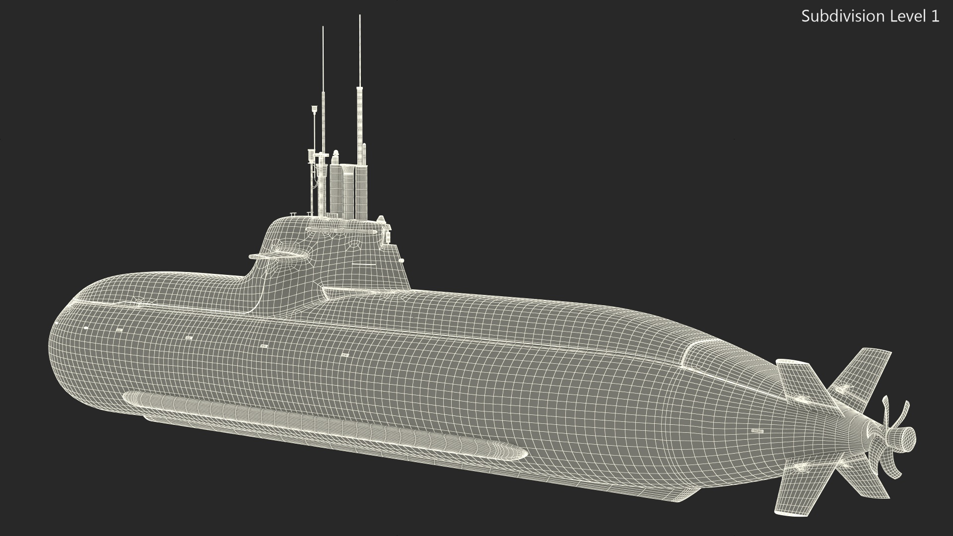 3D model Submarine HDW Class 212A Dry Rigged