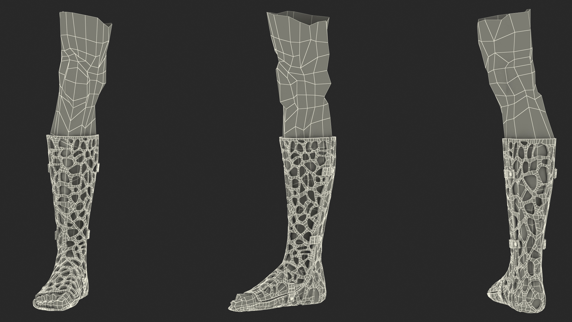 3D 3D-Printed Orthopedic Cast On Leg model