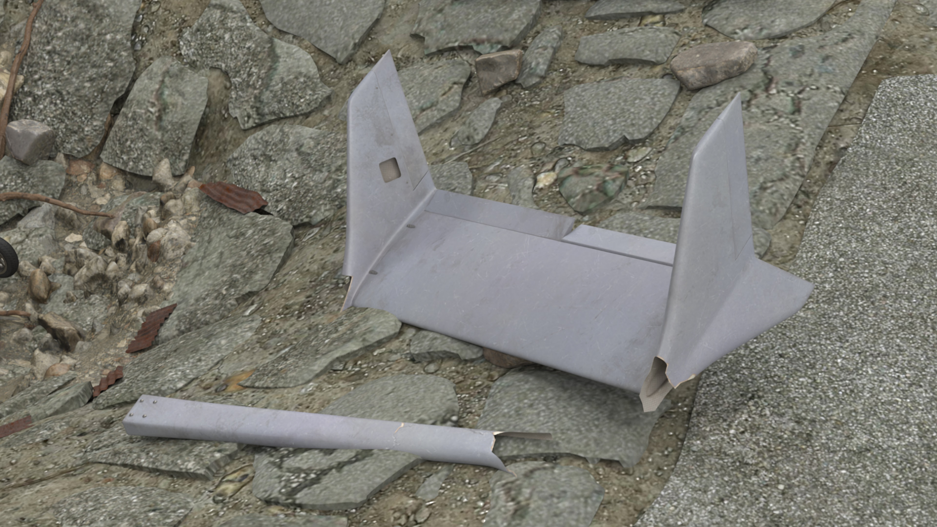 3D Crashed Drone in Cracked Ground