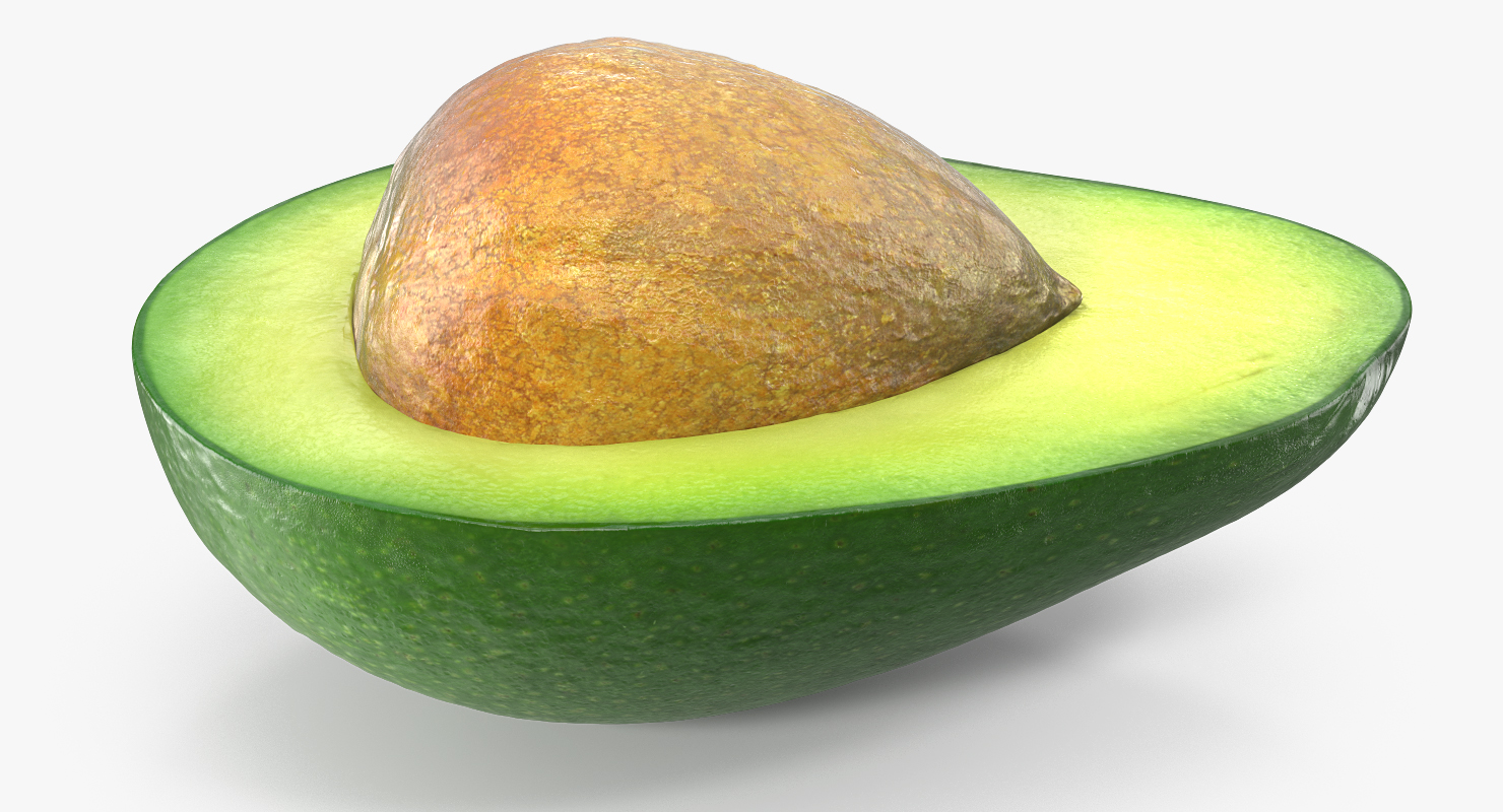 Avocado Half with Seed 3D