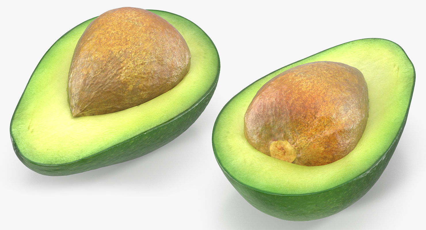 Avocado Half with Seed 3D